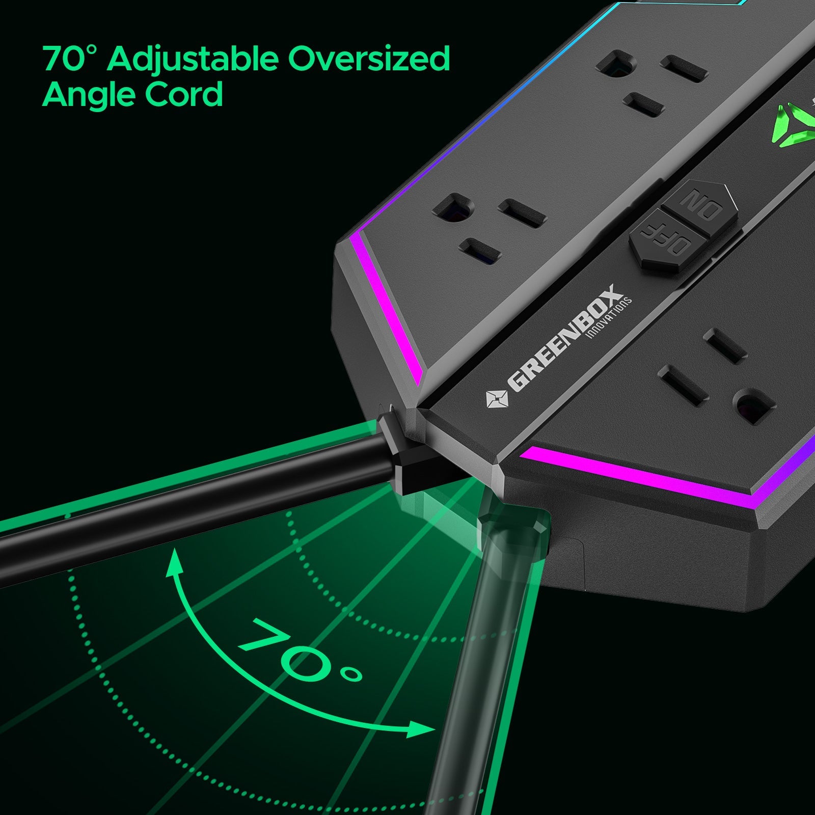 4000J Gaming Power Strip Surge Protector - 20W PD USB-C Fast Charge, 6 Wide-Spaced Outlets, RGB Lighting, 6ft Cord