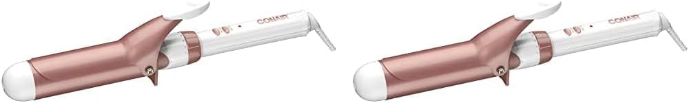 Conair Double Ceramic 1-Inch Curling Iron, 1-Inch Barrel Creates Classic Curls, Hair Curler for Use on Short, Medium, & Long Hair, White/Rose Gold