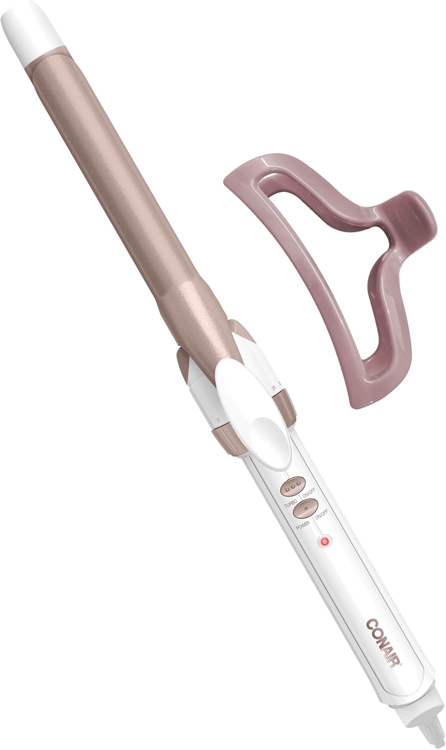 Conair Double Ceramic 1-Inch Curling Iron, 1-Inch Barrel Creates Classic Curls, Hair Curler for Use on Short, Medium, & Long Hair, White/Rose Gold