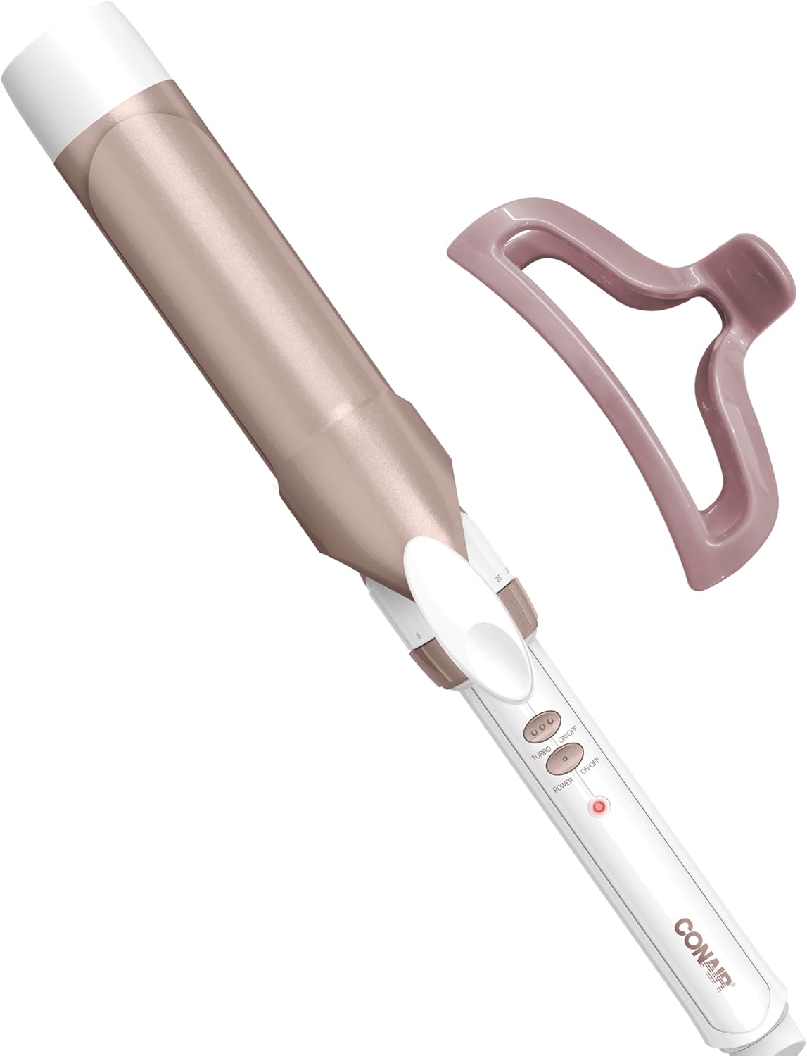 Conair Double Ceramic 1-Inch Curling Iron, 1-Inch Barrel Creates Classic Curls, Hair Curler for Use on Short, Medium, & Long Hair, White/Rose Gold