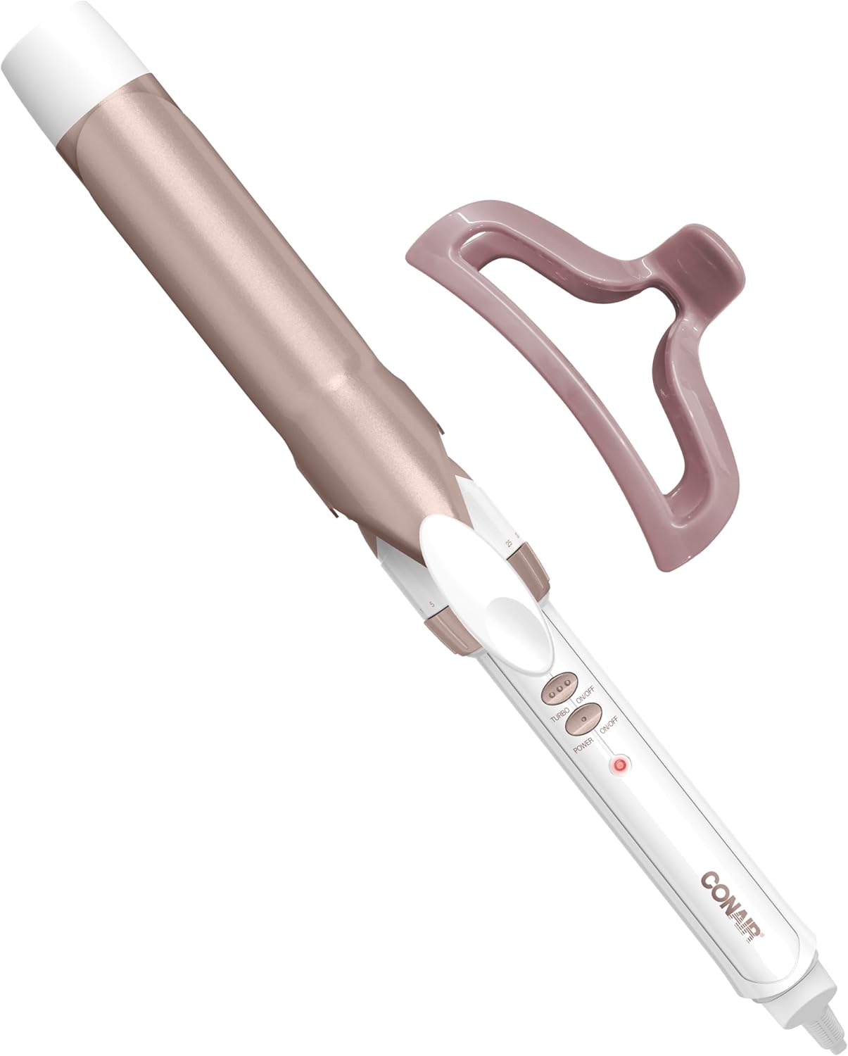 Conair Double Ceramic 1-Inch Curling Iron, 1-Inch Barrel Creates Classic Curls, Hair Curler for Use on Short, Medium, & Long Hair, White/Rose Gold