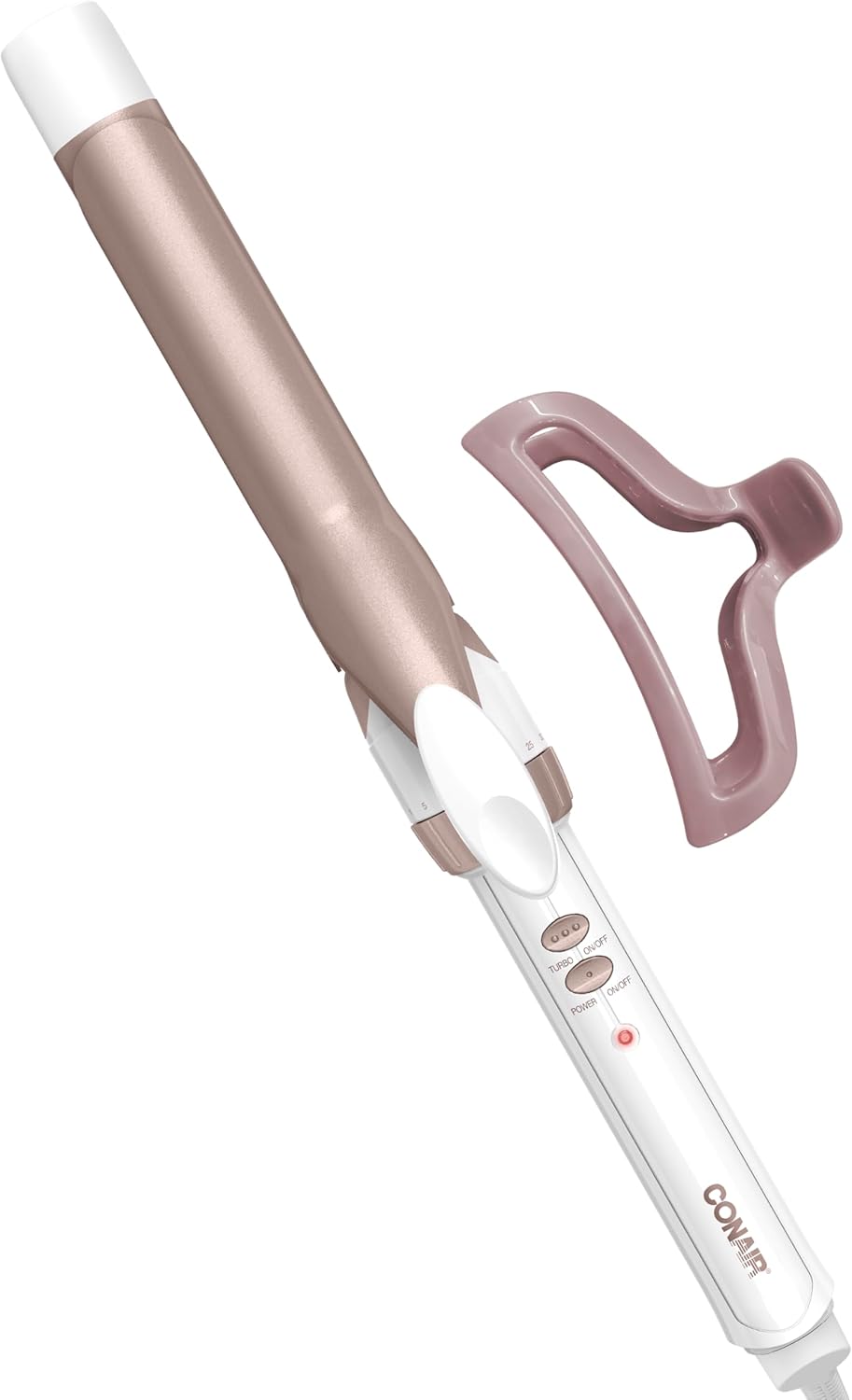 Conair Double Ceramic 1-Inch Curling Iron, 1-Inch Barrel Creates Classic Curls, Hair Curler for Use on Short, Medium, & Long Hair, White/Rose Gold