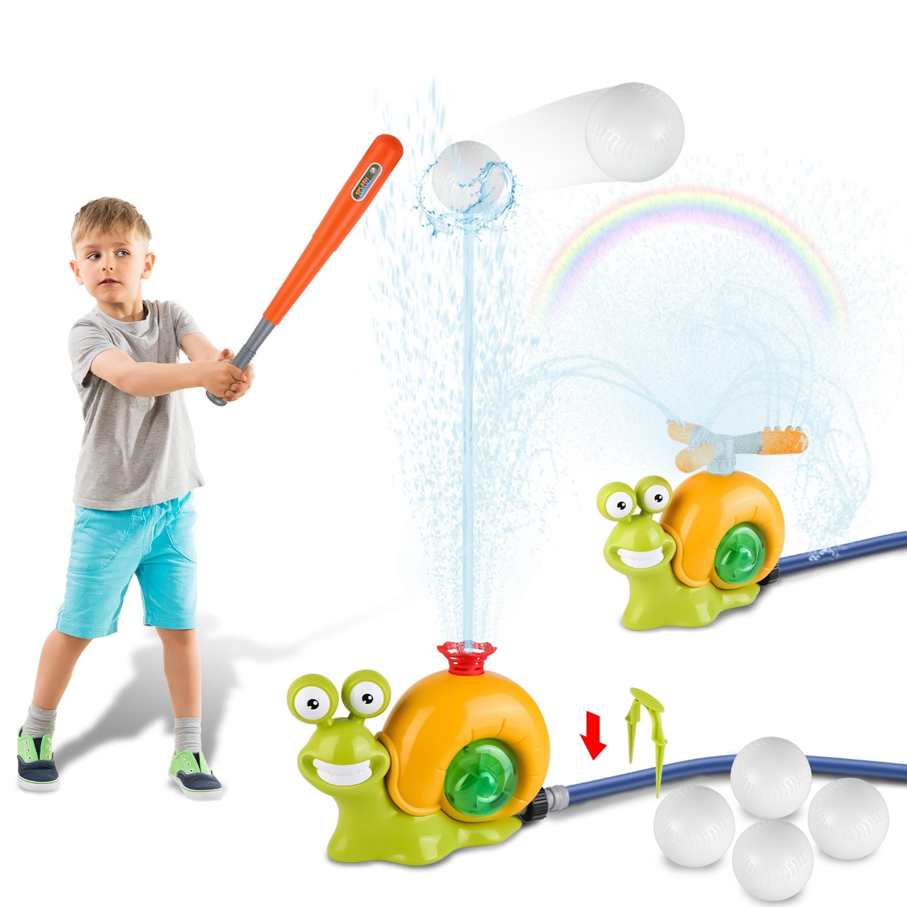 2-in-1 Snail Water Sprinkler Baseball Toy, 360� Rotating Spray for Summer